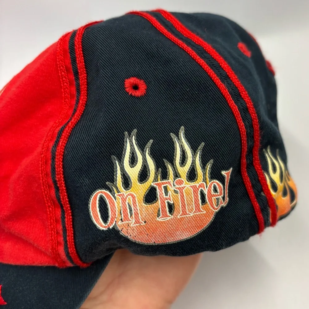 Vintage y2k Mickey kids hat with flames, Super Star embroidery